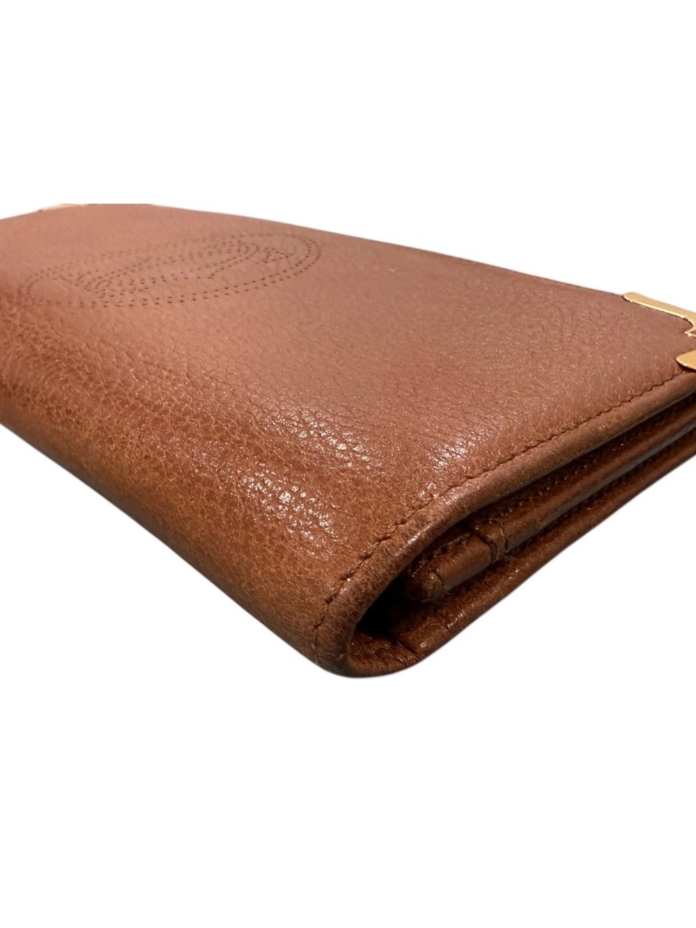 Cartier Paris Vintage Brown Pebbled Leather Long Flap Wallet Gold Accent - Picture 6 of 11
